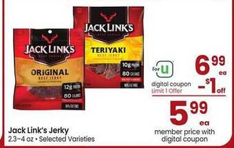 Albertsons Jack link's jerky offer