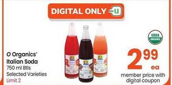 Albertsons O organics italian soda offer