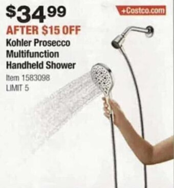 Costco Kohler Prosecco Multifunction Handheld Shower offer