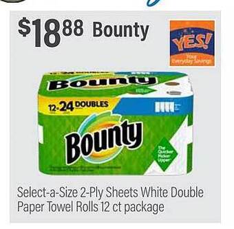 Commissary Bounty select-a-size 2-ply sheets white double paper towel rolls offer