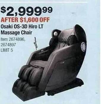 Costco Osaki os-3d hiro lt massage chair offer
