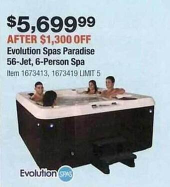 Costco Evolution spas paradise 56-jet, 6-person spa offer