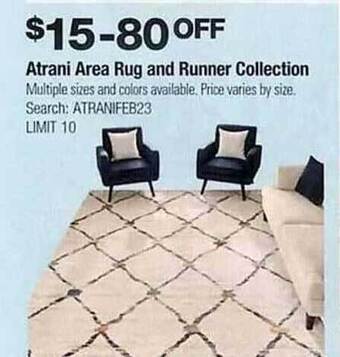 Costco Atrani area rug and runner collection offer