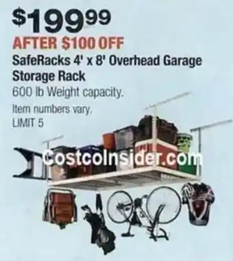 Costco SafeRacks 4'x8' Overhead Garage Storage Rack offer
