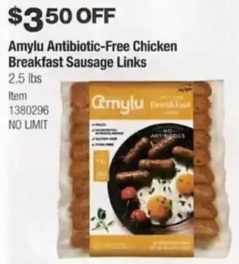 Costco Amylu Antibiotic-Free Chicken Breakfast Sausage Links 2.5 lbs offer
