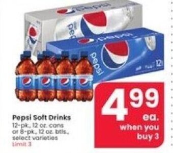Albertsons Pepsi Soft Drinks 12-pk., 12 oz cans offer