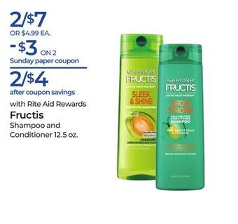 Rite Aid Fructis shampoo and conditioner offer