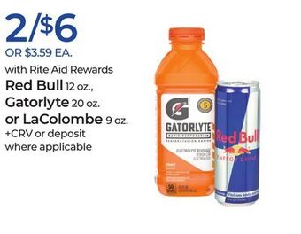 Rite Aid Red bull, gatorlyte or lacolombe offer