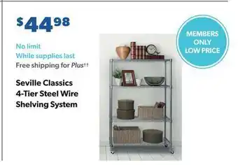 Sam's Club Seville classics 4-tier steel wire shelving system offer