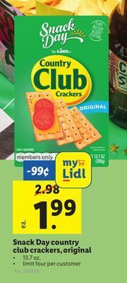 Lidl Snack day country club crackers, original offer