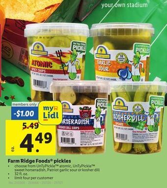 Lidl Farm ridge foods® pickles offer