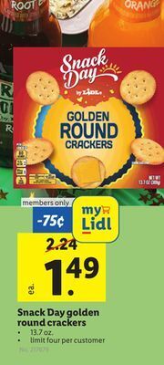 Lidl Snack day golden round crackers offer
