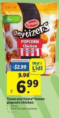 Lidl Tyson any'tizers® frozen popcorn chicken offer