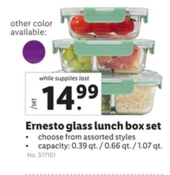 Lidl Ernesto glass lunch box set offer