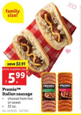 Lidl Premio™ italian sausage offer