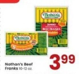 Albertsons Nathan's Beef Franks 10-12 oz offer