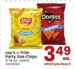 Albertsons Lay's or Frito Party Size Chips offer