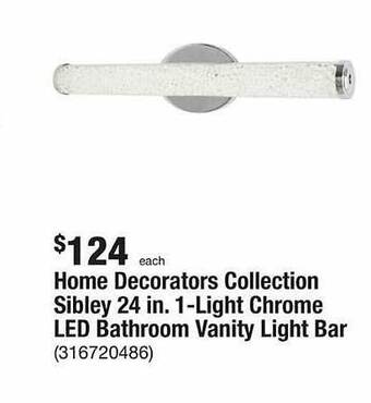 The Home Depot Home decorators collection sibley 24 in. 1-light chrome led bathroom vanity light bar offer