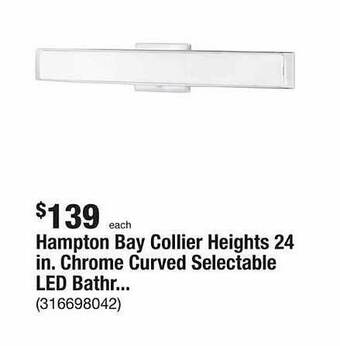 The Home Depot Hampton bay collier heights 24 in. chrome curved selectable led bathr offer