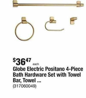 The Home Depot Globe electric positano 4-piece bath hardware set with towel bar towel offer