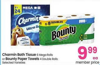 Albertsons Charmin bath tissue or bounty paper towels offer