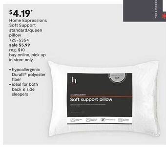 JC Penney Home expressions soft support standard queen pillow offer