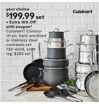 JC Penney Cuisinart contour 14-pc hard-anodized or stainless steel cookware set offer