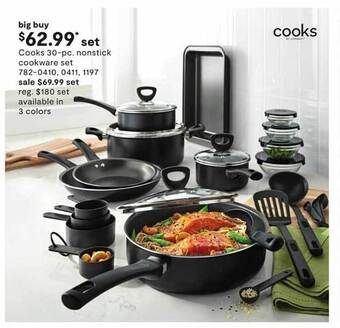 JC Penney Cooks 30-pc nonstick cookware set offer
