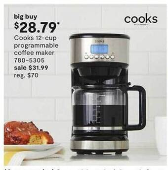 JC Penney Cooks 12-cup programmable coffee maker offer