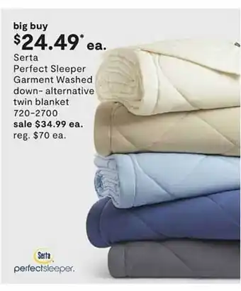 JC Penney Serta perfect sleeper garment washed down-alternative twin blanket offer
