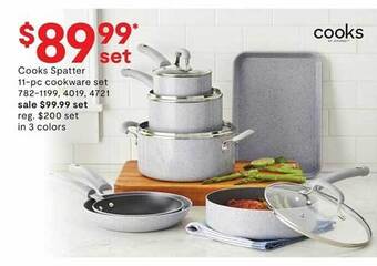 JC Penney Cooks spatter 11-pc cookware set offer
