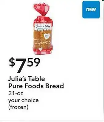 Publix Julia's table pure foods bread offer