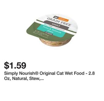 Petsmart Simply nourish® original cat wet food - 2.8 oz, natural, stew, grain free offer