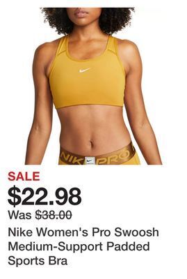 Dick's Sporting Goods Nike women's pro swoosh medium-support padded sports bra offer