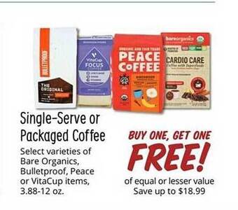 Sprouts Farmers Market Single-serve or packaged coffee offer