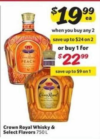 Winn Dixie Crown royal whisky & select flavors offer