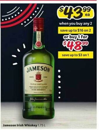 Winn Dixie Jameson irish whiskey offer