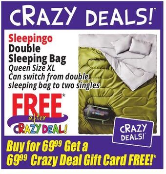 Ocean State Job Lot Sleepingo double sleeping bag offer