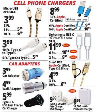 Ocean State Job Lot Cell phone chargers offer