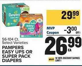 Food Lion Pampers easy ups or super pack diapers offer