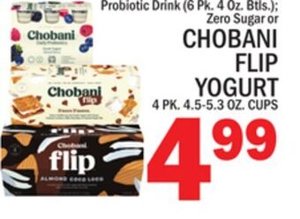 C Town Chobani flip yogurt 4 pk. 4.5-5.3 oz. cups offer