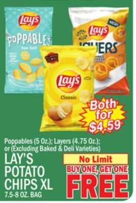 C Town Lay's potato chips xl 7.5-8 oz. bag offer