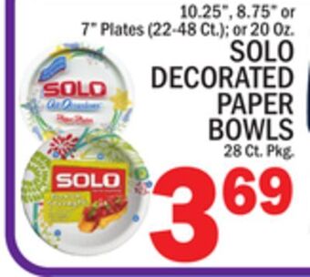 C Town Solo decorated paper bowls 28 ct. pkg. offer