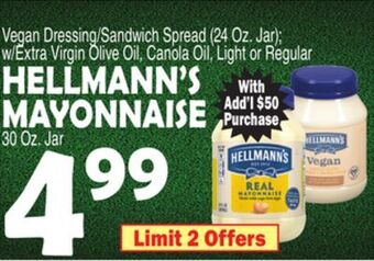 Bravo Supermarkets Hellmann's mayonnaise 30 oz. jar offer
