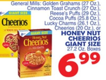 Bravo Supermarkets Honey nut cheerios giant size 27.2 oz. boxes offer
