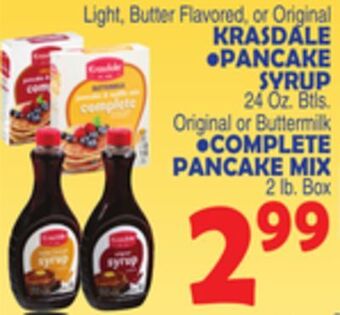 Bravo Supermarkets Krasdale, pancake syrup 24 oz. btls., complete pancake mix 2 lb. box offer