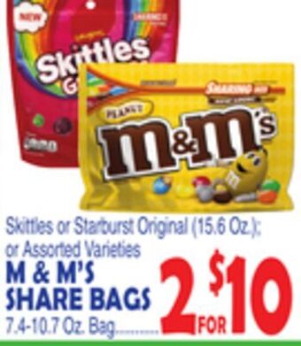 Bravo Supermarkets M & m's share bags 7.4-10.7 oz. bag offer