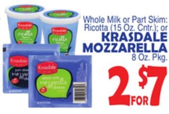Bravo Supermarkets Krasdale mozzarella, 8 oz. pkg offer