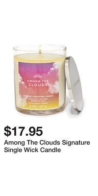 Bath & Body Works Among the clouds signature single wick candle offer