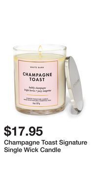 Bath & Body Works Champagne toast signature single wick candle offer